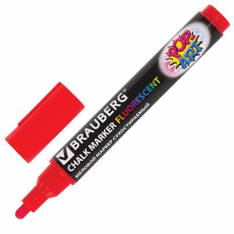 Маркер меловой Brauberg Pop-Art 5 мм красный 151529 цена за 8 шт , 